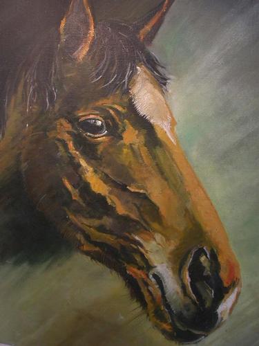 GRANDE HUILE SUR TOILE “CHEVAL” par MARECHAL