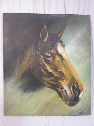 GRANDE HUILE SUR TOILE “CHEVAL” par MARECHAL