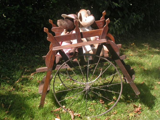 Rare ancienne VOITURE à CHIEN pour JUMEAUX - Fin XIX ème