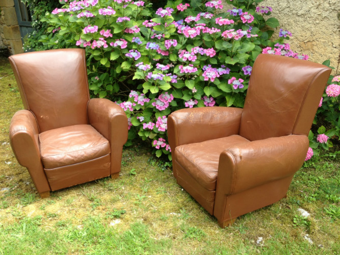 PAIRE de FAUTEUILS CLUB - ANNEES 50