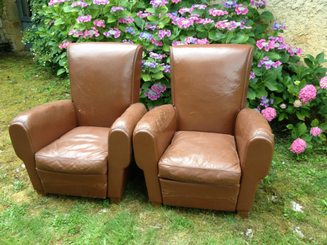 PAIRE de FAUTEUILS CLUB - ANNEES 50