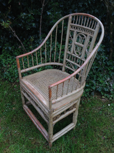 Belle PAIRE de FAUTEUILS de JARDIN D'HIVER en BAMBOU circa 1900