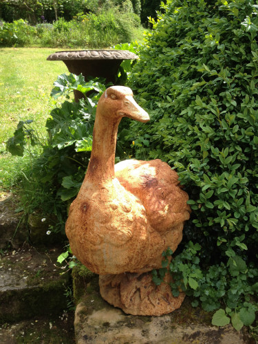 CANARD en FONTE (Réédition) peint et patiné pour decoration de jardin