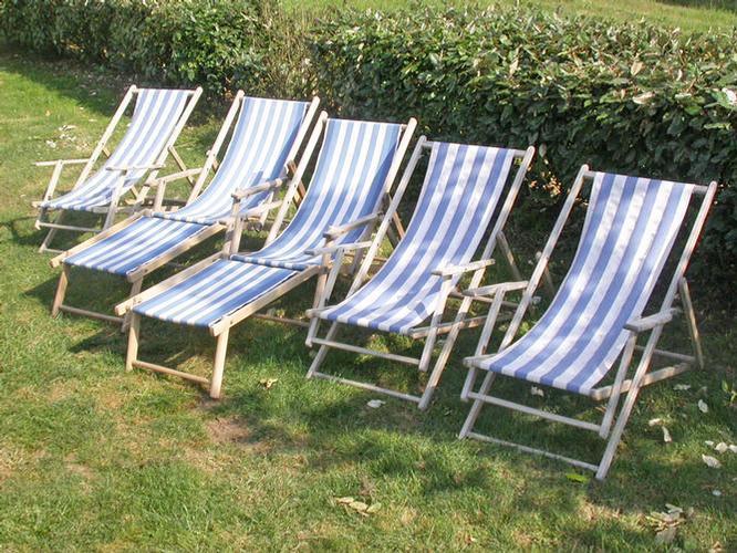 LOT de 5 CHAISES LONGUES - CHILIENNES - années 50