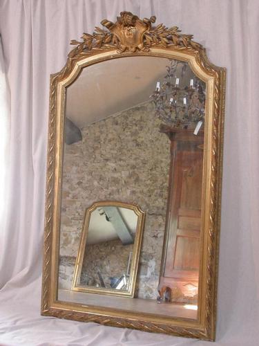 Grand MIROIR BOIS ET STUC DORE XIX ème