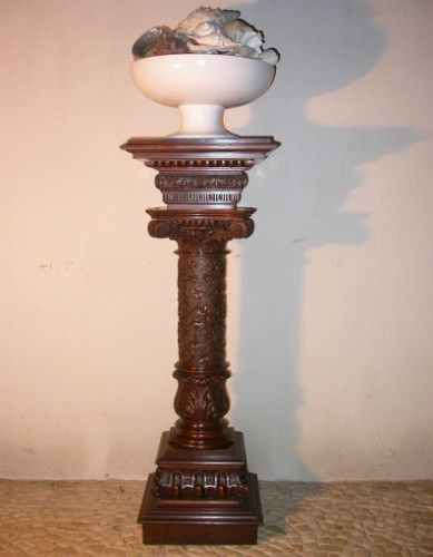 Belle SELLETTE COLONNE STYLE RENAISSANCE en NOYER