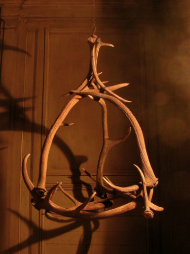 Original LUSTRE en BOIS DE CERF