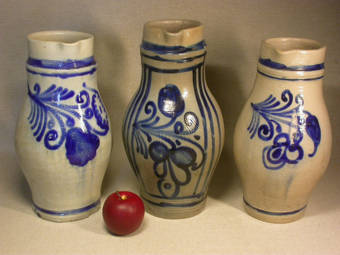 LOT de 3 PICHETS A VIN en grès de BETSCHDORF (Alsace)