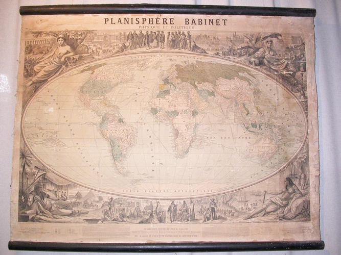PLANISPHERE BABINET - Physique et politique - Vers 1860