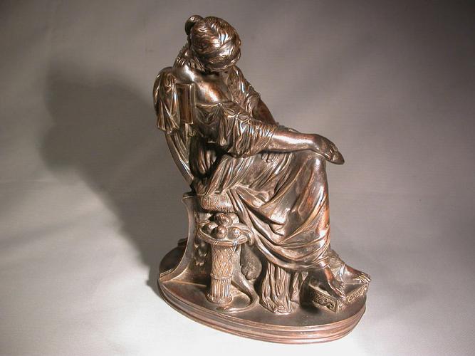 BRONZE 19ème SIGNÉ CAVELIER - “PÉNÉLOPE ENDORMIE” - FONDEUR BARBEDIENNE