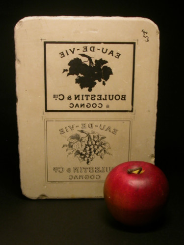 PIERRE LITHOGRAPHIQUE étiquette EAU de VIE COGNAC BOULESTIN circa 1900
