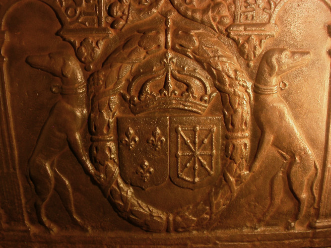 Grande PLAQUE de CHEMINEE en l'honneur de LOUIS XIII marquée